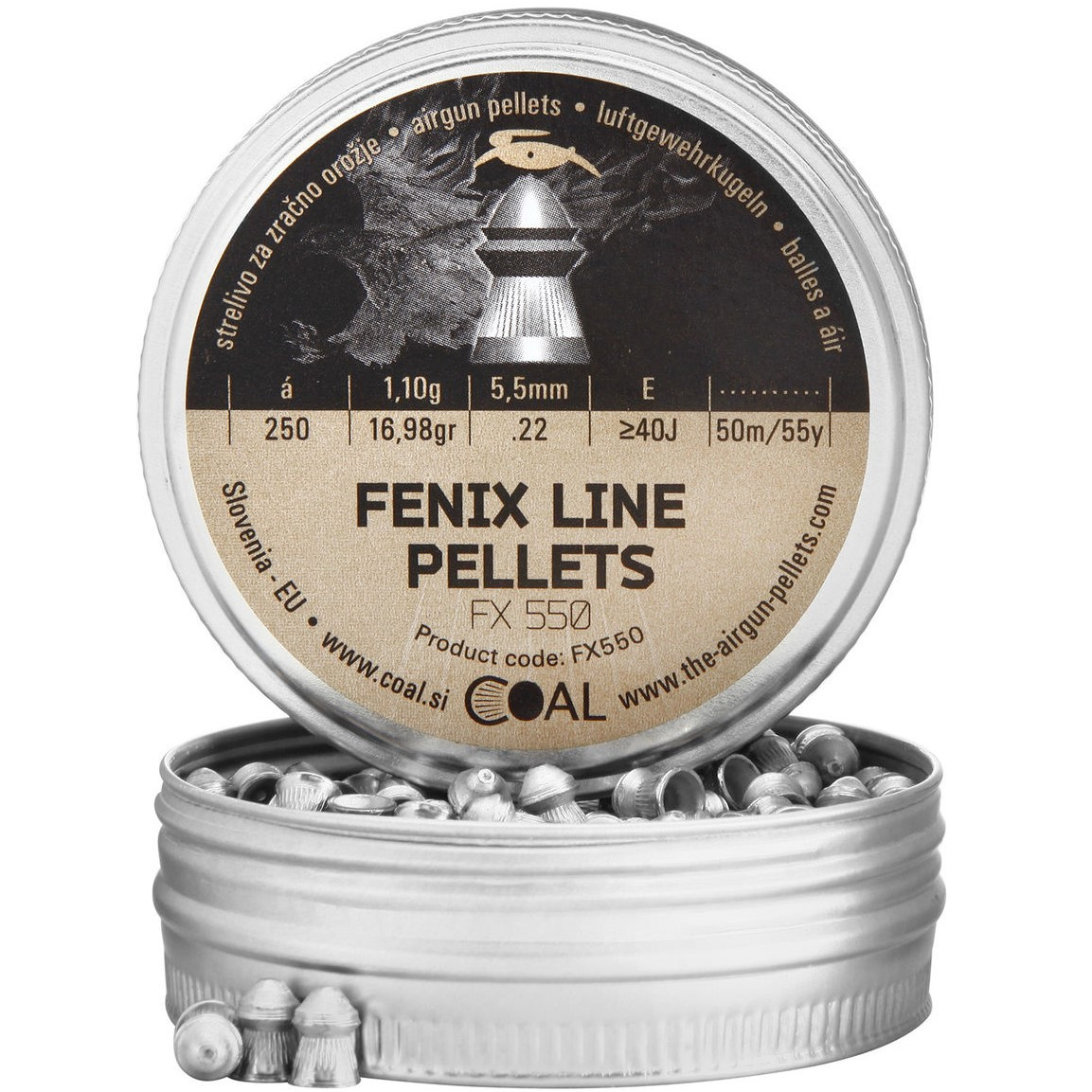 Кулі пневматичні Coal Fenix Line кал. 5.5 мм 1.1 г 250 шт/уп, фото 1