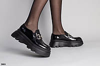 Туфли лоферы черные лаковые кожаные