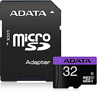 Карта памяти A-DATA Premier MicroSDHC 32GB UHS-I (R-85Mb/s) (Class 10) + SD adapter