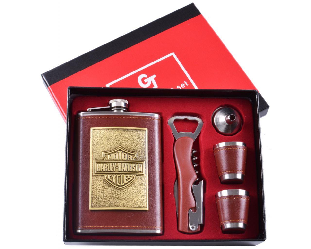 Подарунковий набір 5в1 фляга, чарки, лійка, ніж "HARLEY-DAVIDSON"