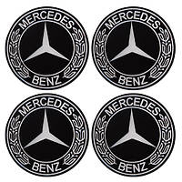 Наклейки на ковпаки, діам. 90 мм "MERCEDES" чорні з колоском (4 шт) (D)