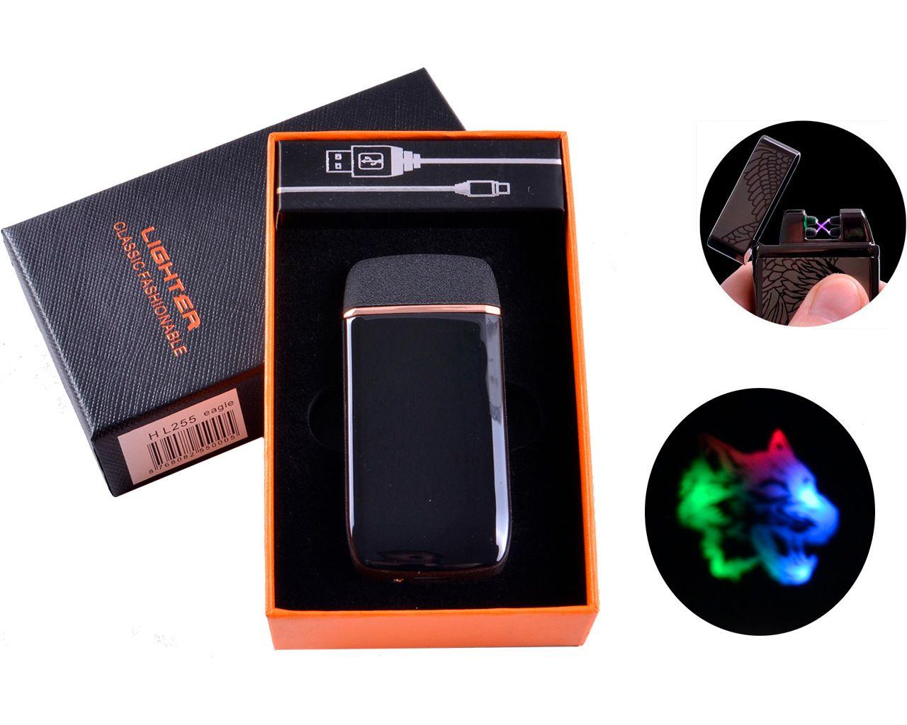 Електокімпульсне (USB) Запальничка дві блискавки, тряска, підсвітка HL-255