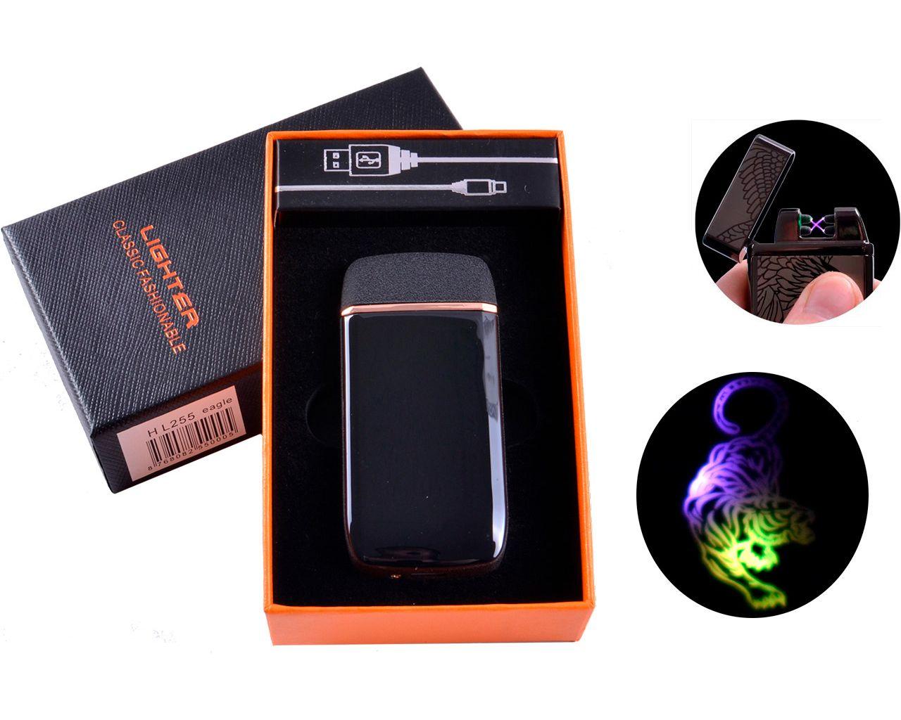 Електокімпульсне (USB) Запальничка дві блискавки, тряска, підсвітка HL-255