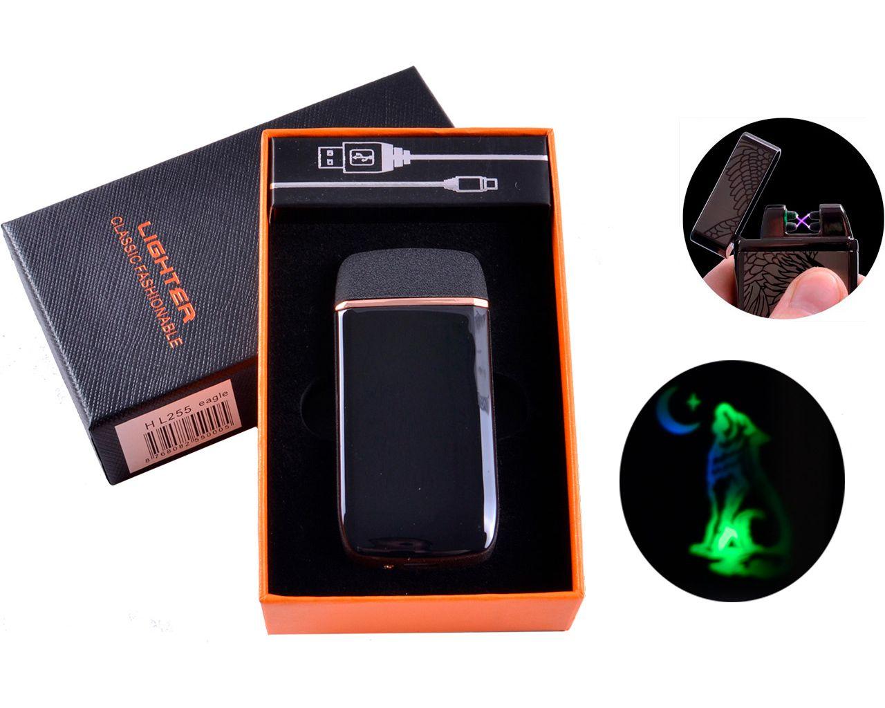 Електокімпульсне (USB) Запальничка дві блискавки, тряска, підсвітка HL-255