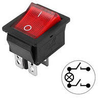 Клавішний вимикач IRS-201-1A ON-OFF 30,8*25,5 мм 4pin червоний з підсвічуванням