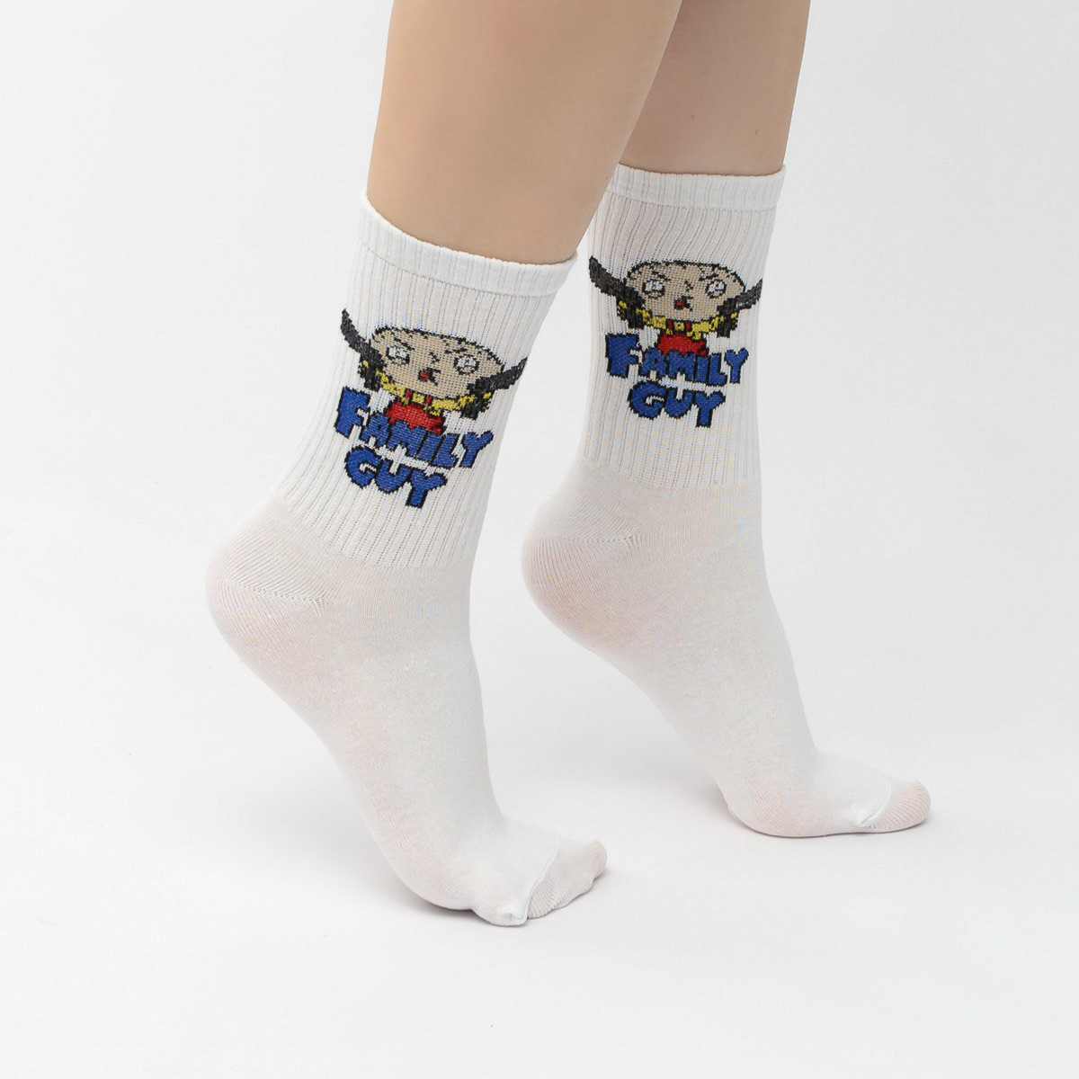 Шкарпетки білі з принтом "Стіюї Грифін з пістолетами" (розмір 36-41)