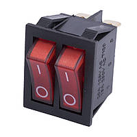 Kлавишный выключатель двойной IRS-2101-1A ON-OFF 30.8*25,5 мм 6pin красный с подсветкой