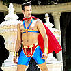 Чоловічий еротичний костюм супермена "Готовий на все Стів" S/M: плащ, портупея, шорти, манжети, фото 2