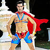 Чоловічий еротичний костюм супермена "Готовий на все Стів" S/M: плащ, портупея, шорти, манжети, фото 3
