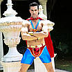 Чоловічий еротичний костюм супермена "Готовий на все Стів" S/M: плащ, портупея, шорти, манжети, фото 4