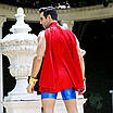 Чоловічий еротичний костюм супермена "Готовий на все Стів" S/M: плащ, портупея, шорти, манжети, фото 5