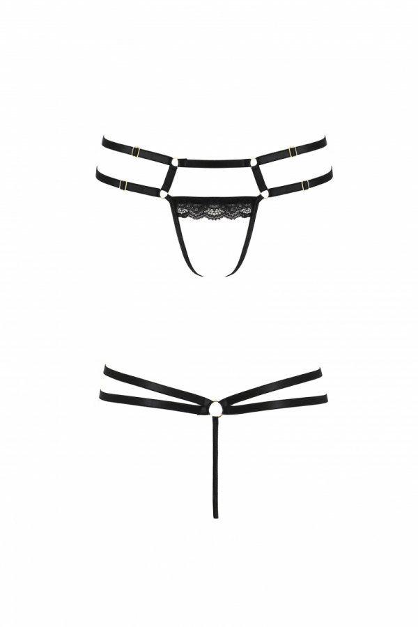 Трусики-стрінги з стреп з мереживом LORRY THONG black L/XL - Passion Exclusive
