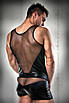 Комплект білизни Passion 016 SET black L/XL, шортики під латекс і напівпрозора маєчка, фото 2