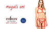 Комплект білизни MAGALI SET OpenBra red L/XL — Passion Exclusive: стрепи: ліф, трусики та пояс, фото 3