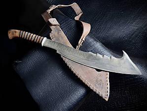 Мачете з гравіюванням + шкіряні піхви - кований мачете ручної роботи