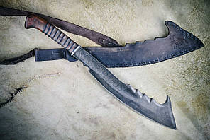 Мачете с гравировкой + кожаные ножны  - кованый мачете ручной работы