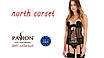 Корсет з відкритою груддю NORTH CORSET black L/XL - Passion Exclusive, пажі, трусики, шнурівка, фото 3