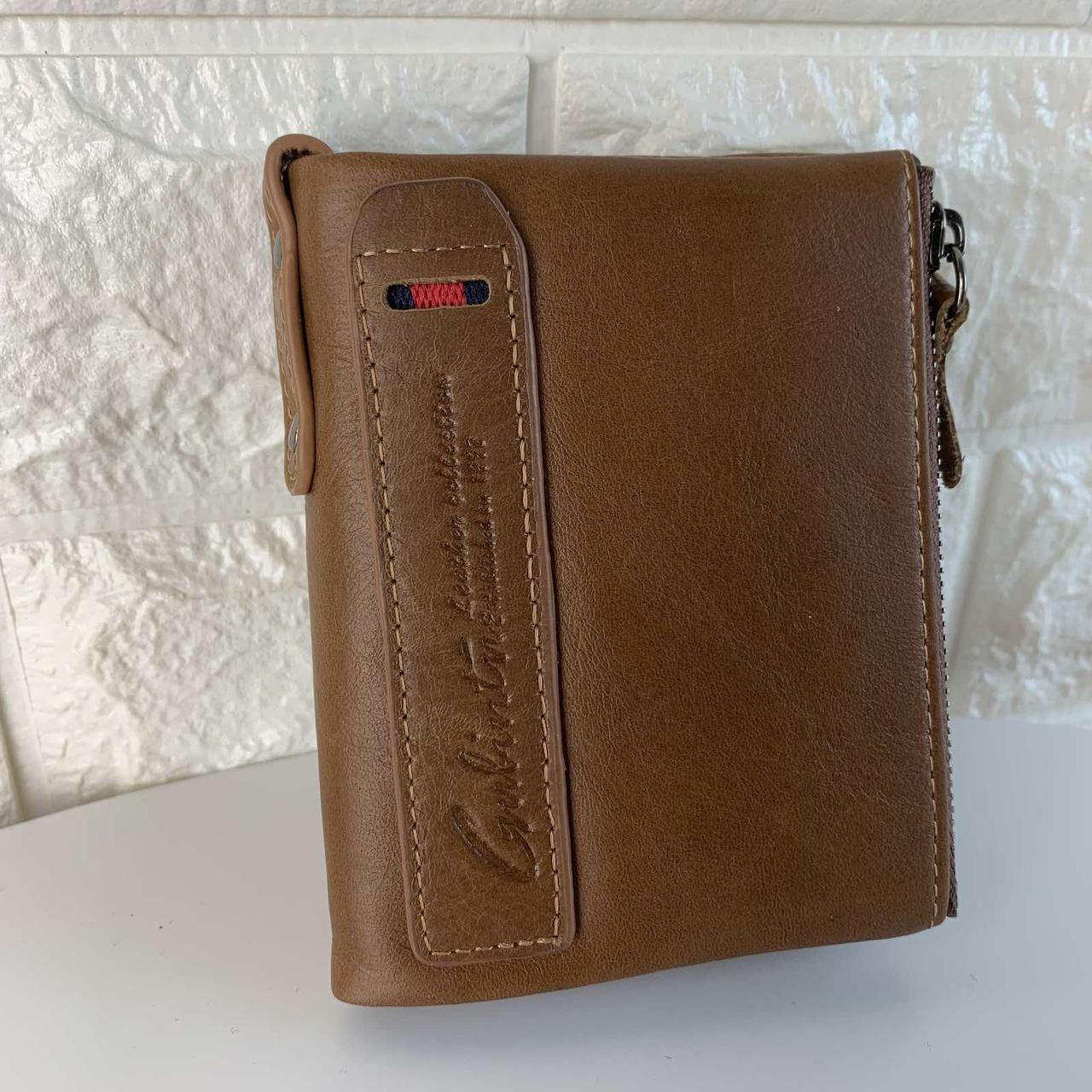 Чоловічий шкіряний гаманець Gubintu — компактний клатч-портмоне з натуральної шкіри, фото 1