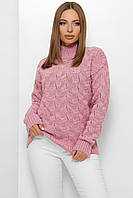 Теплый вязаный женский свитер 204 сиреневый размер 46-54 универсальный