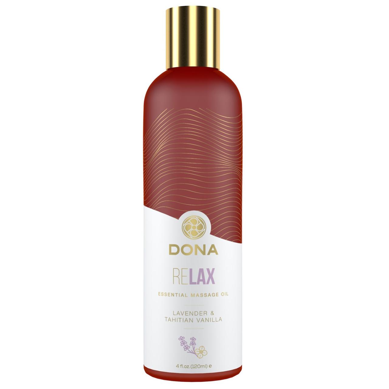 Натуральне масажне масло DONA Relax - Lavender & Tahitian Vanilla (120 мл) з ефірними маслами
