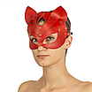 Преміум маска кішечки LOVECRAFT, натуральна шкіра, червона, подарункова упаковка, фото 3