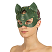 Преміум маска кішечки LOVECRAFT, натуральна шкіра, зелена, подарункова упаковка, фото 3