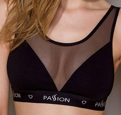 Топ з прозорою вставкою Passion PS002 TOP black, size M