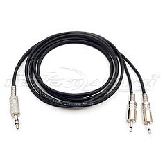 Аудіо кабель 3.5 mm stereo на 2*2.5 mm моно jack в екрані
