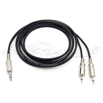 Аудіо кабель 3.5 mm stereo на 2*2.5 mm моно jack в екрані, фото 1