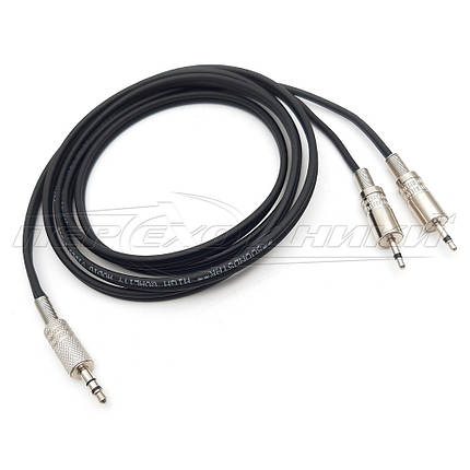 Аудіо кабель 3.5 mm stereo на 2*2.5 mm моно jack в екрані, фото 3