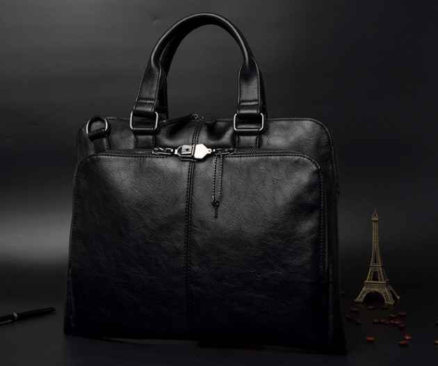 Чоловічий діловий портфель для документів А4 — стильна офісна сумка з екошкіри, фото 1