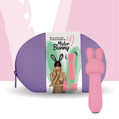 Міні-вібратор FeelzToys Mister Pink Bunny з двома насадками