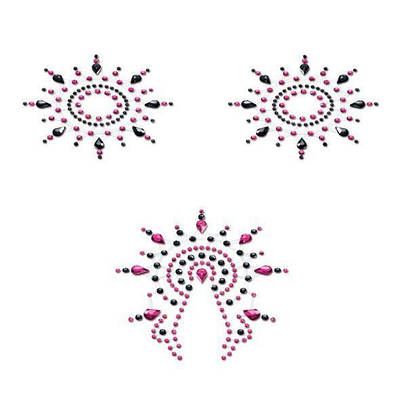 Пэстис з кристалів Petits Joujoux Gloria set of 3 - Black/Pink, прикраса на груди і вульву