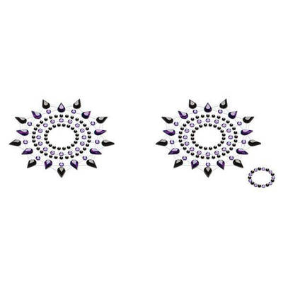 Пэстис из кристаллов Petits Joujoux Gloria set of 2 - Black/Purple, украшение на грудь