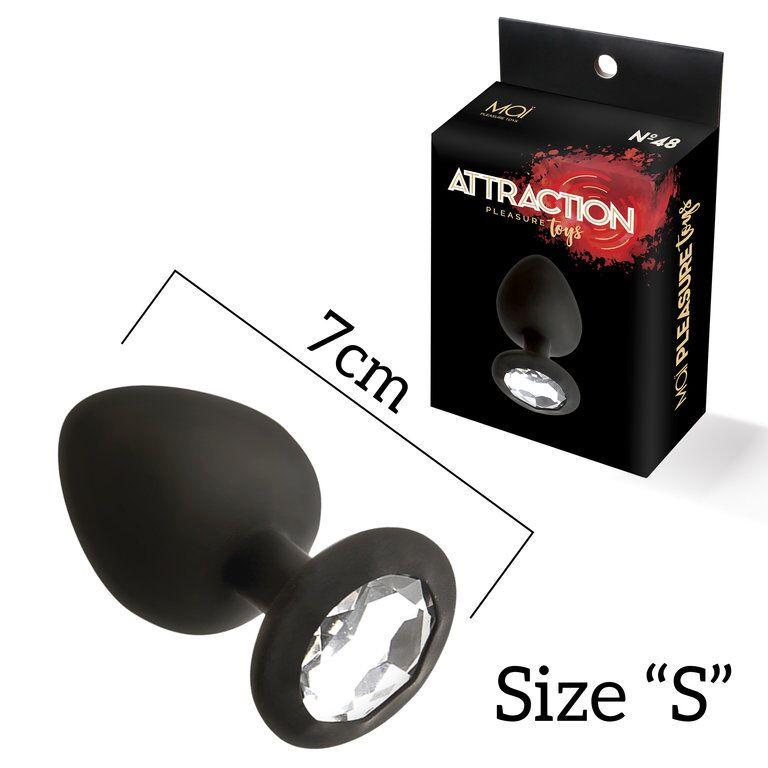 Анальна пробка з кристалом MAI Attraction Toys No47 Black, довжина 7 см, діаметр 2,8 см, фото 1
