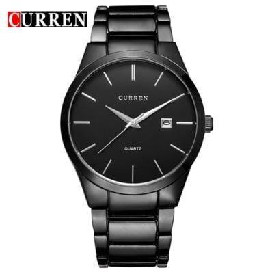 Чоловічий наручний годинник кварцовий круглий, 6 місяців Curren Black Ich