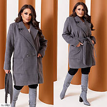 Пальто на підкладці і накладними кишенями, застібається на два гудзики, №362, сірий, 48-58р.