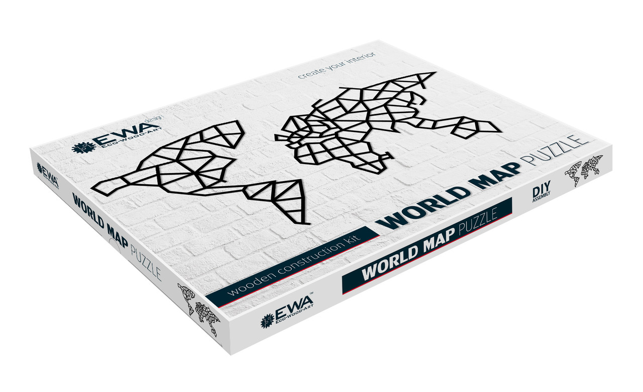 Панно інтер'єрне дерев'яне на стіну WORLD MAP 116x56,7x0,7см. 324ел. Карта світу