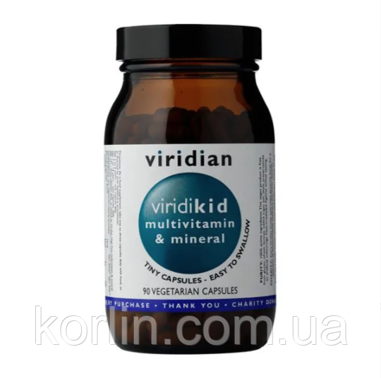 Вітаміни та мінерали Для дітей 90 кап Viridian Viridikid Multivitamin&Mineral Англія Доставка з ЄС