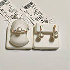Срібний комплект Альба з перлами і цирконами, фото 2