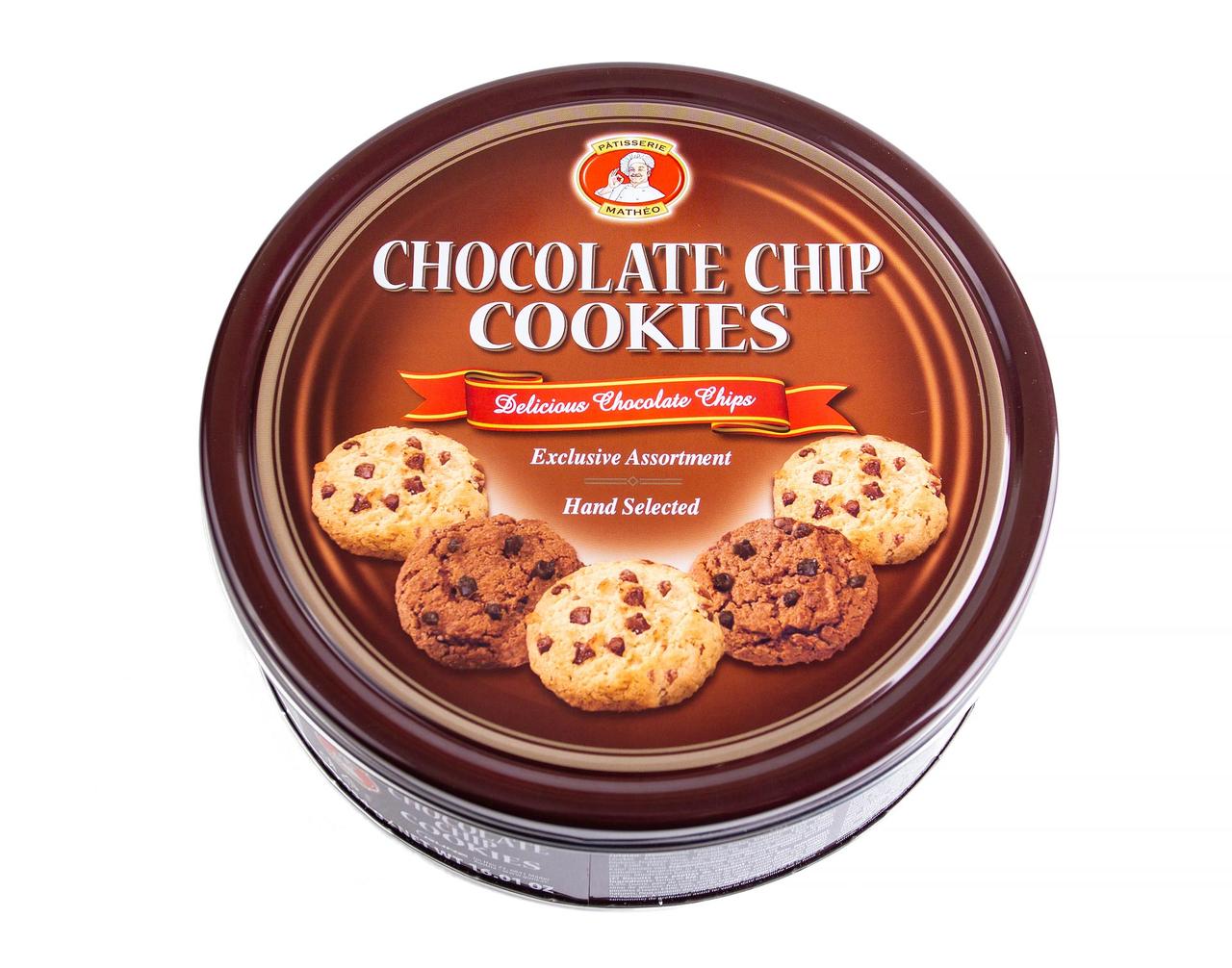 Печиво асорті з шоколадом Chocolate Chip Cookies в ж/б 400г, Австрія, Gunz,