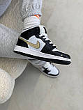 Жіночі кросівки Nike Air Jordan Retro 1 Patent Black Gold | Найк Аір Джордан 1 Черные, фото 3