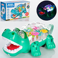 Музична іграшка машинка Крокодил з шестеринками, їздить, світло, звуки, дитяча іграшкова машинка