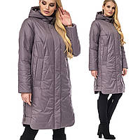 Женская демисезонная длинная куртка больших размеров на силиконе утепленный плащ женский куртка жіноча довга