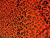 Трикотаж вискоза принт неоновый оранжевый леопард