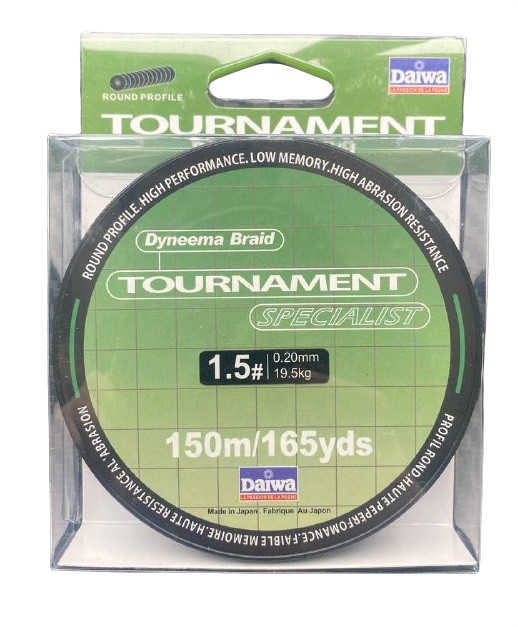 Шнур рыболовный Daiwa Tournament Specialist Green x4 150m  #0.1  3.1kg 0.06, фото 1