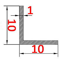Алюминиевый уголок равносторонний 10х10х1 анодированный