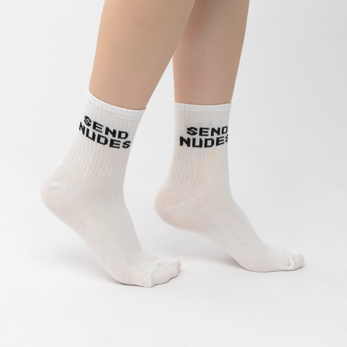 Шкарпетки білі з написом "Send Nudes" (розмір 36-41)