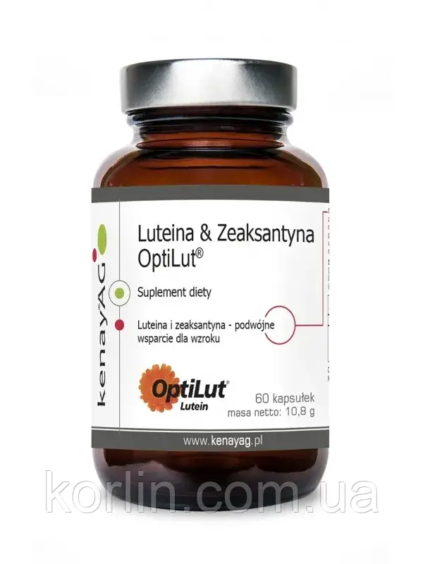 Лютеїн і Зеаксантин 60 кап KenayAG Lutein & Zeaxanthin Optilut Доставка з ЄС, фото 1
