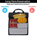 Чоловічий ланч беж термосумка з довгою ручкою Roll Top чорний 8 л (LB-52341), фото 4